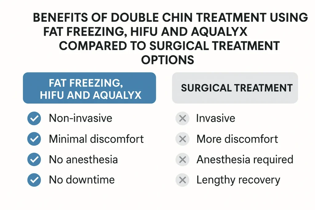 Graphic about the benefits of double chin treatment Greater London (Hillingdon) - from LA LIPO