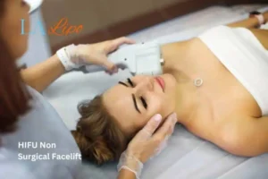 Woman having Hi-Fu to reduce wrinkles Greater London (Hillingdon).