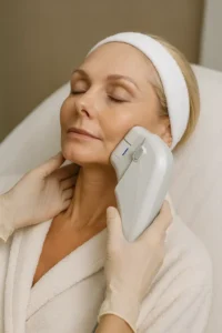 Woman receiving HIFU non surgical facelift treatment Greater London (Hillingdon)