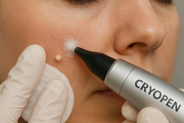Woman receiving milia removal treatment Greater London (Hillingdon)